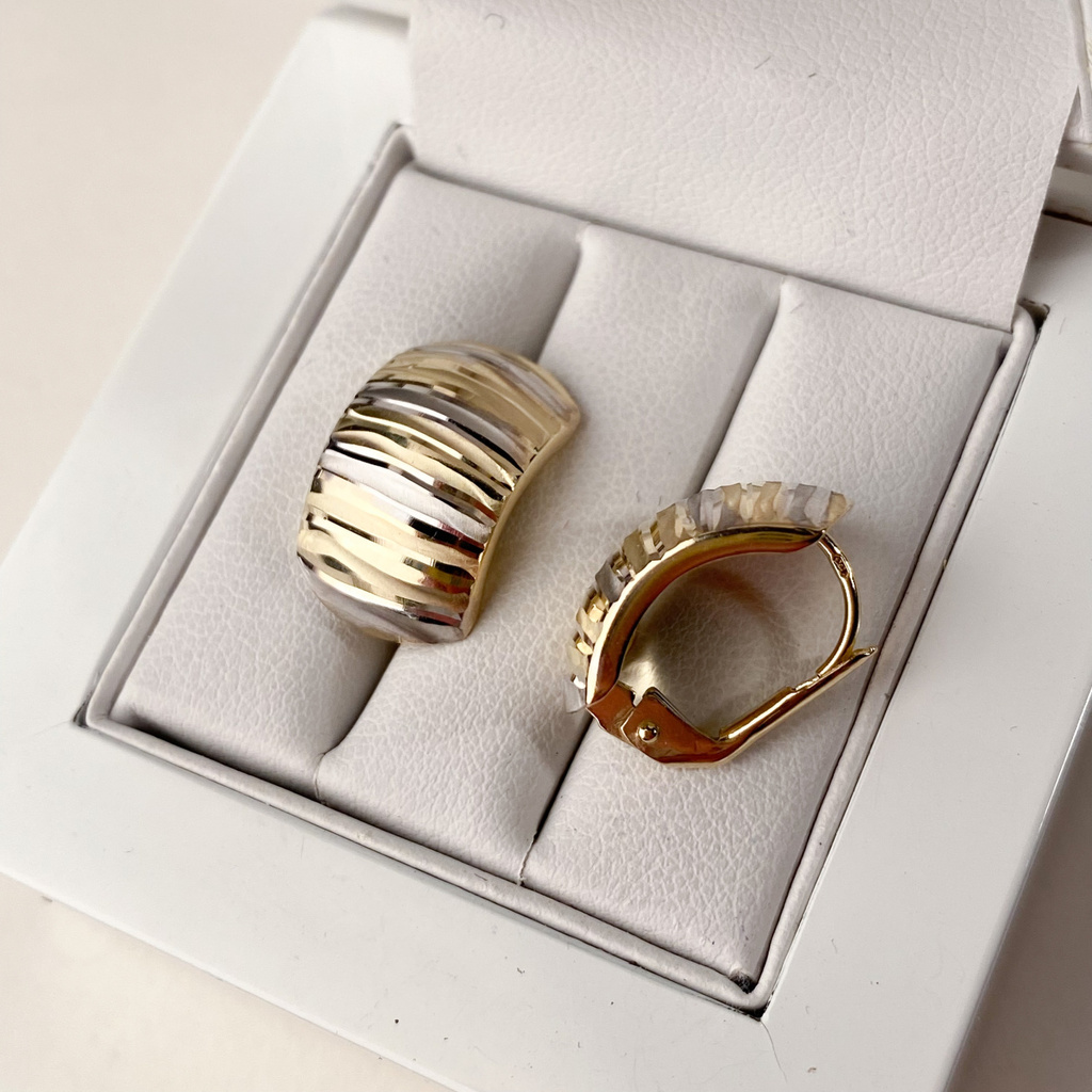 Žluté zlato náušnice s kombinací bílého zlata